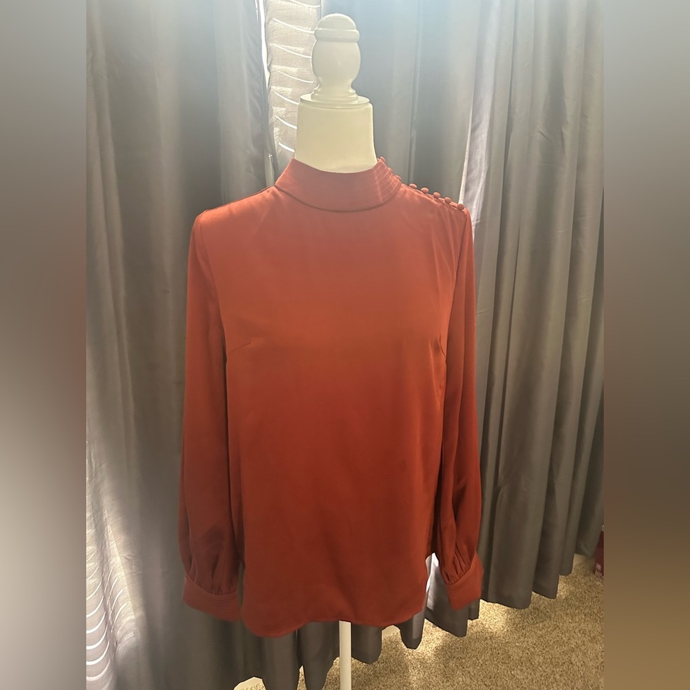 Burnt orange satin blouse